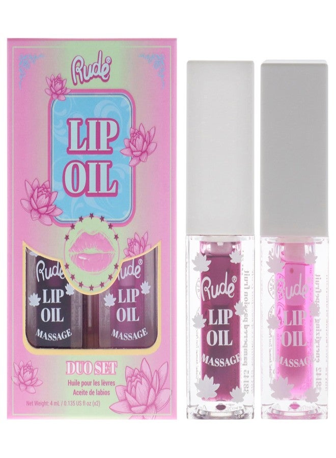 RUDE cosmetics Lip Oil Massage Duo by Rude Cosmetics for Women - 2 Pc 0.135oz - Passion Fruit, Lip Oil - Grapefruit - Image 1